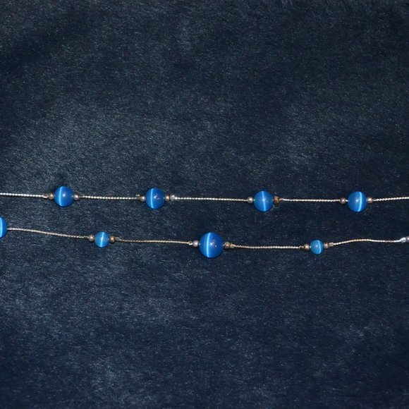 Blue Beads Double Chained Necklace - Picture 3 of 3